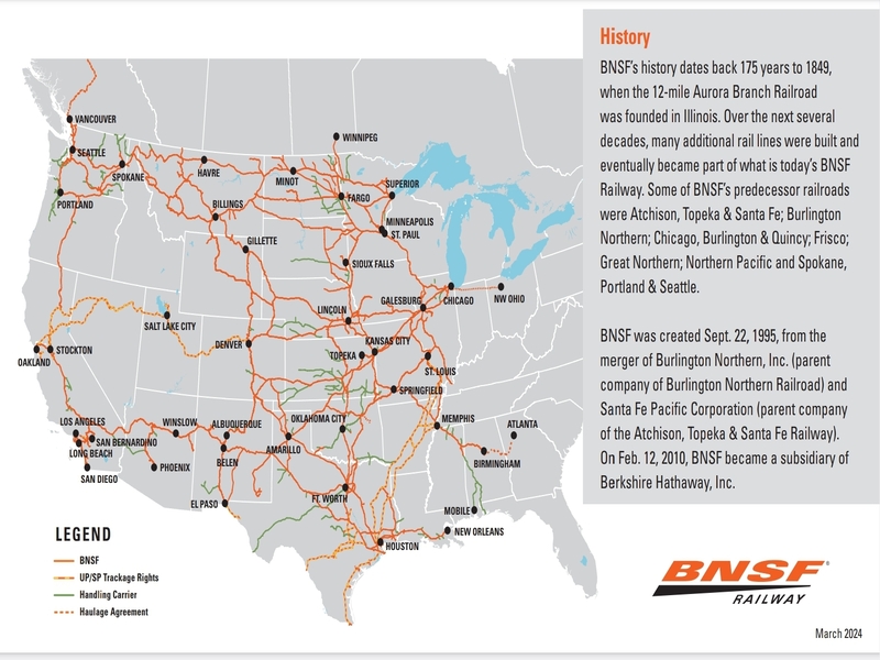 BNSF alcanza 4.5 millones de envíos Intermodales y 1.2 millones de carros agrícolas