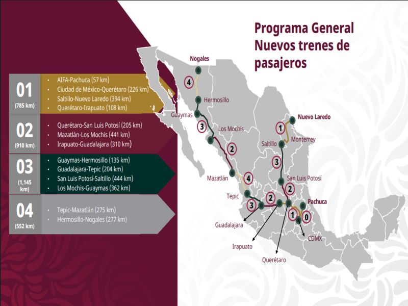 México abre licitación de trenes para cinco nuevas líneas interurbanas